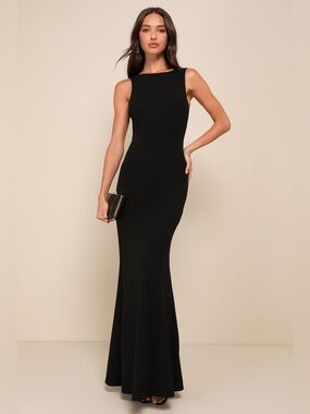 soiree blossom black floral embroidered mermaid maxi dress Enchanted Blossom Mermaid Evening Dress main image 1
